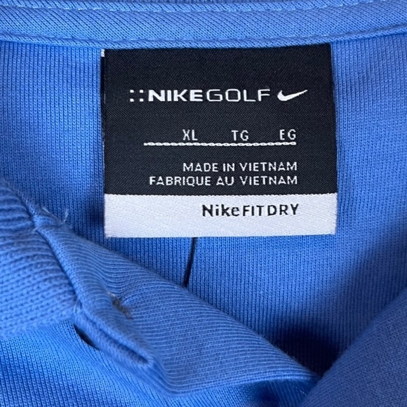 NWT Nike Golf Dry Fit Blue Short Sleeve Polo Shirt; Size XL; Flaw - Picture 2 of 9
